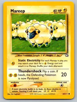 Mareep 65/111 Common Neo Genesis Pokemon Unlimited Lightly Played - Image 1