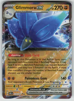 Pokemon Glimmora ex Double Rare SV03: Obsidian Flames 123/197 NM - Image 1