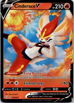 CINDERACE 018/072 SHINING FATES POKEMON (ULTRA RARE, NM) - Image 1