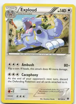Exploud 82/124 XY - Fates Collide Rare Normal MP Pokemon TCG - Image 1