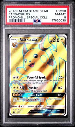 Black Star Promo Shining Legends Special Coll. # SM90 Full Art Raichu GX PSA 8 - Image 1