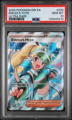 2025 Pokemon Emcee's Hype 220/182 Destined Rivals PSA 10 Ultra Rare Holo ENG - Image 1