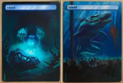 Hand-painted MTG alter: Island (textless) NOX altered art Double Sided - Image 1