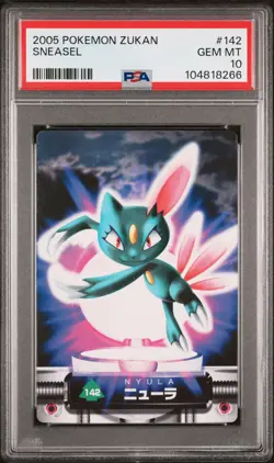 2005 CARDDASS POKEMON ADVANCED GENERATION ZUKAN CARD #142 SNEASEL PSA 10 - Image 1