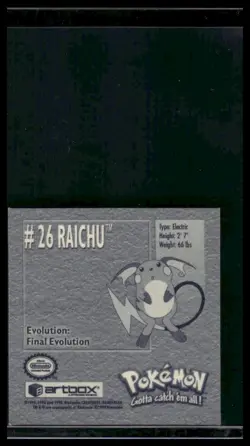 Nintendo Pokemon Artbox Series 1 Sticker Raichu #26 1999 - Image 2