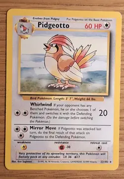 Pokemon TCG Pidgeotto Base Set 22/102 Regular Unlimited Rare NM - Image 1