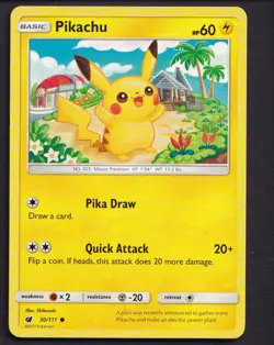 Pikachu 30/111 Common Crimson Invasion Pokemon MP - Image 1