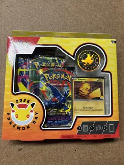 Pokemon Phantasmal Flames Box Pokemon Day 2026 Booster Packs Promo Pikachu Coin - Image 1