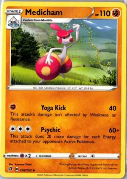 MEDICHAM 098/192 UNCOMMON REBEL CLASH POKEMON LP - Image 1