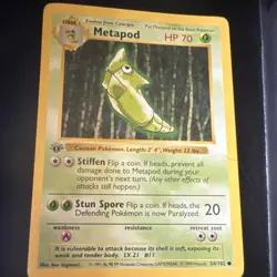 Pokemon TCG Metapod 54/102 1st Edition Base Set Shadowless Vintage 70 HP 1999 - Image 1