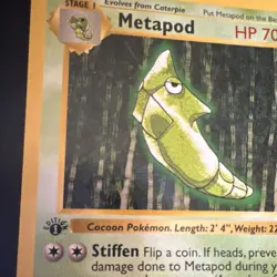 Pokemon TCG Metapod 54/102 1st Edition Base Set Shadowless Vintage 70 HP 1999 - Image 3