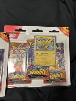 POKEMON TCG Scarlet Violet Surging Sparks 3 Pack Blister Zapdos Quagsire sealed - Image 3