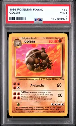 Golem 1999 Pokemon Fossil 36/62 PSA 9 - Image 1