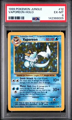 Vaporeon 1999 Pokemon Jungle Unlimited 12/64 Holo PSA 6 - Image 1