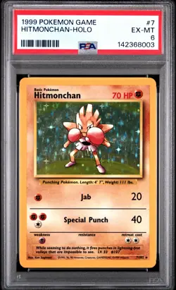 Hitmonchan 1999 Pokemon Game 7/102 Holo PSA 6 - Image 1