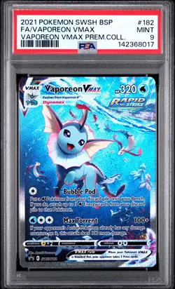 Fa Vaporeon Vmax 2021 Pokemon Swsh Black Star Promo #182 PSA 9 - Image 1