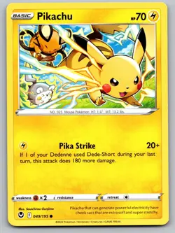 Pikachu 049/195 Common Silver Tempest Pokemon Near Mint - Image 1