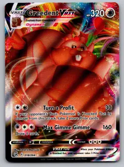 Greedent VMAX 218/264 Holo VMAX Rare Fusion Strike Pokemon Holo Near Mint - Image 1