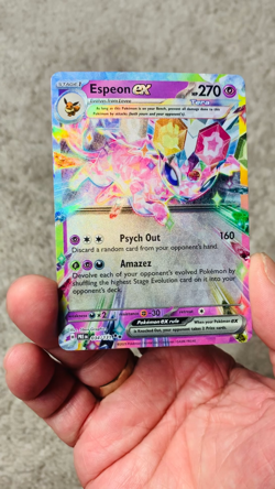 Set of 3 Espeon EX 034/131 Prismatic Evolutions Holo+2 VMax Fan Art Display Card - Image 2