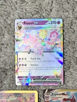 Set of 3 Espeon EX 034/131 Prismatic Evolutions Holo+2 VMax Fan Art Display Card - Image 3