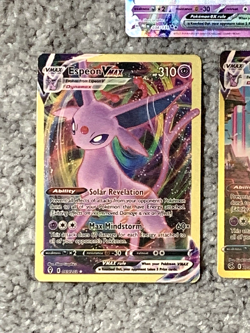 Set of 3 Espeon EX 034/131 Prismatic Evolutions Holo+2 VMax Fan Art Display Card - Image 4