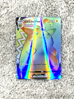 Pikachu VMax HP310 G-Max Volt Tackle Rainbow Holo Fan Art Display Card - Image 1
