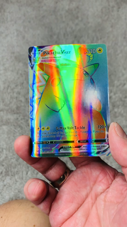 Pikachu VMax HP310 G-Max Volt Tackle Rainbow Holo Fan Art Display Card - Image 2