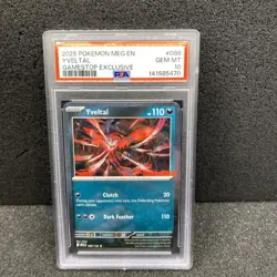 2025 POKEMON MEG EN-MEGA EVOLUTION GAMESTOP EXCLUSIVE #088 YVELTAL PSA 10 - Image 1