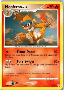 Pokemon Card - Monferno 56/130 Diamond & Pearl Uncommon Lightly Played - Image 1