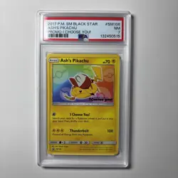 Pokemon Movie Ash's Pikachu SM108 SM Black Star Promo 2017 PSA 7 - Image 1