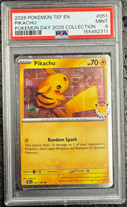 2026 POKEMON TEF EN PIKACHU POKEMON DAY 2026 COLLECTION #051 💎PSA 9 - Image 1
