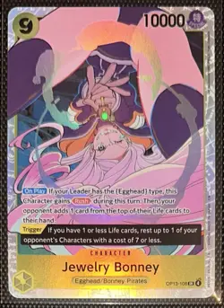 BANDAI JEWELRY BONNEY OP13-108 SR One Piece TGC OP13 ENGLISH NM/MINT - Image 1