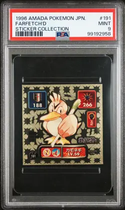 1996 AMADA POKEMON JPN STICKER COLL #191 FARFETCH'D PSA 9 - Image 1