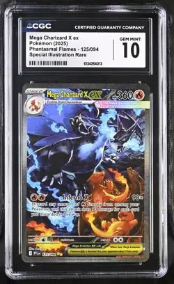 CGC 10 Mega Charizard X EX 125/094 SIR Phantasmal Flames Pokemon - Image 1