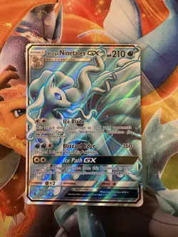 Pokemon Alolan Ninetales GX TCG Full Art Holo Card 132/145 Sm-Guardians Rising - Image 1
