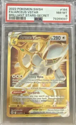 Pokemon Arceus VSTAR 184/172 Brilliant Stars Secret Rare Holo PSA 8 English Card - Image 1