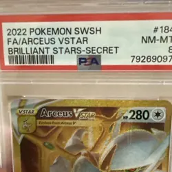 Pokemon Arceus VSTAR 184/172 Brilliant Stars Secret Rare Holo PSA 8 English Card - Image 3