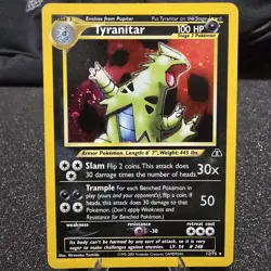 Pokemon Tyranitar Holo Rare Card 12/75 Neo Discovery with SWIRL 💫 - Image 1