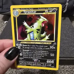 Pokemon Tyranitar Holo Rare Card 12/75 Neo Discovery with SWIRL 💫 - Image 2