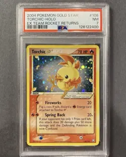 2004 Pokemon TCG Team Rocket Returns Torchic Star 108/109 Holo English PSA 7 pic - Image 1