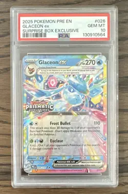Pokemon Glaceon ex Sv: Prismatic Evolutions 026/131 Double Rare Holo PSA 10 - Image 1
