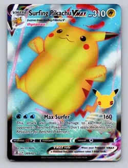 Surfing Pikachu VMAX 009/025 Holo VMAX Rare Celebrations Pokemon Near Mint - Image 1