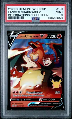 2021 POKEMON SWSH BLACK STAR PROMO #133 LANCE'S CHARIZARD V PSA 9 - Image 1