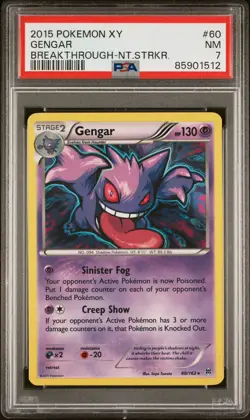 2015 POKEMON XY BREAKTHROUGH NIGHT STRIKER #60 GENGAR PSA 7 - Image 1