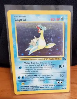 Pokemon TCG Lapras Fossil 10/62 Unlimited Holo Rare 1999 - Image 1