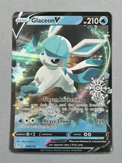 Pokemon TCG SWSH Evolving Skies Glaceon V 040/203 Snowflake Stamp Promo - Image 1