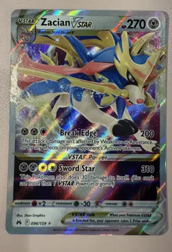 POKEMON TCG Zacian VSTAR 096/159 Crown Zenith Holo - Image 1