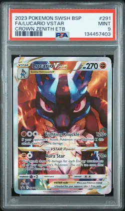 2023 POKEMON SWSH BLACK STAR PROMO #291 FULL ART/LUCARIO VSTAR PSA 9 - Image 1
