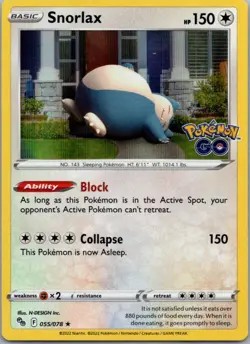 Snorlax 055/078 Holo Rare Pokemon GO Pokemon Holo Near Mint - Image 1