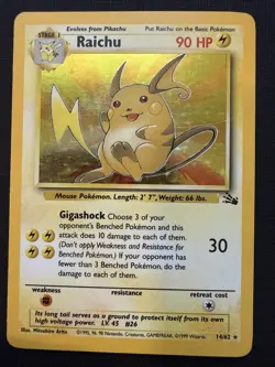 Raichu 14/62 Fossil Set Holo Rare Pokemon TCG MP - Image 1